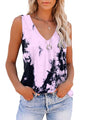 ETCYY NEW Womens V Neck Lace Tank Tops Tie Dye Sleeveless Basic Tops Shirt Cute Printed Loose Fit