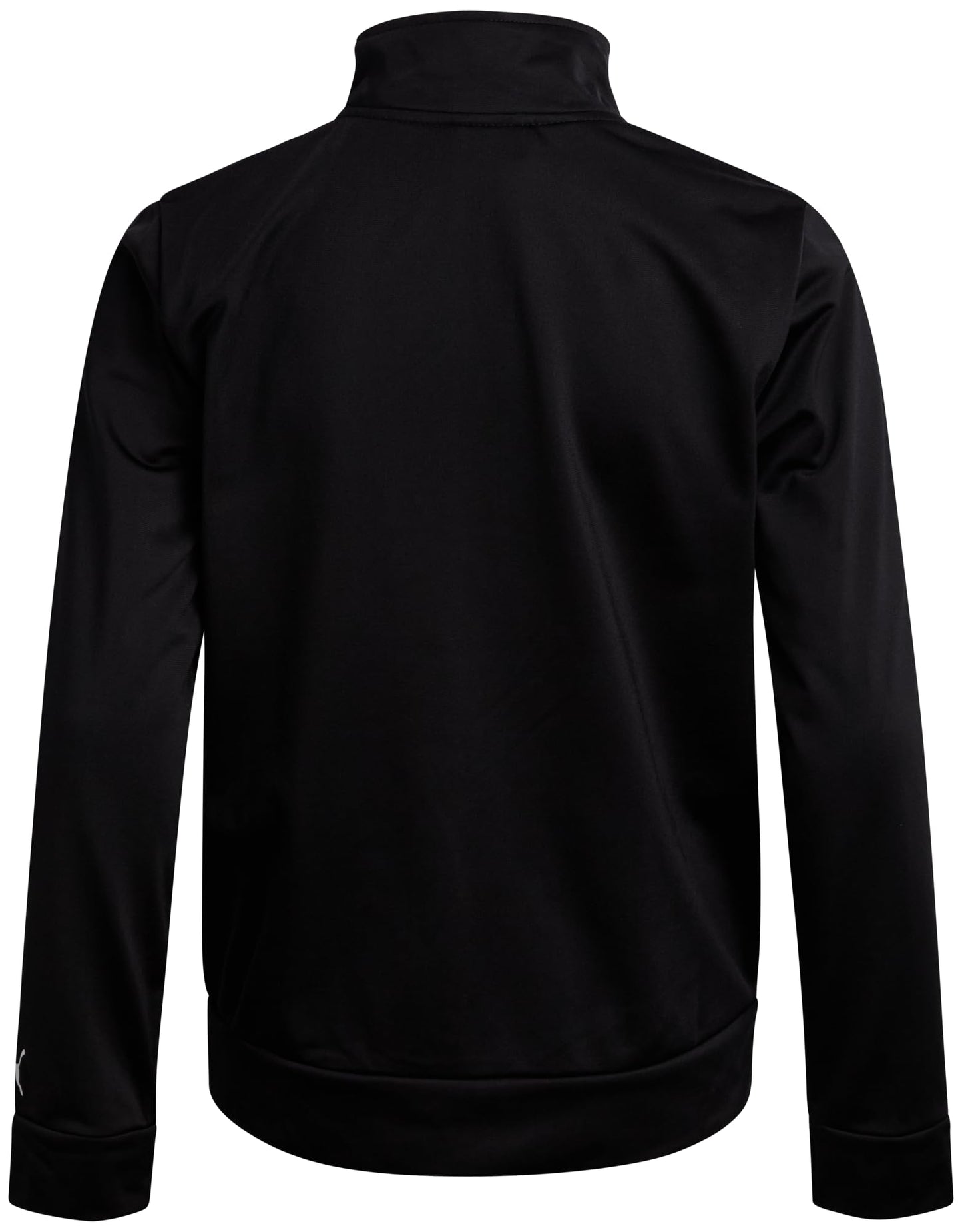 PUMA Boys Pants Set - 2 Piece Tricot Athletic Zip Up Jacket Sweatshirt and Active Jogger Pants - Boys Activewear Set (8-16), Size 10-12, Black/White Logo