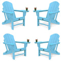 FOOWIN HDPE Folding Adirondack Chair Set of 4, All-Weather Resistant Adirondack Chair w/4 in 1 Cup Holder Trays, Adirondack Chairs for Outdoor, Patio, Lawn, Garden, Backyard Deck