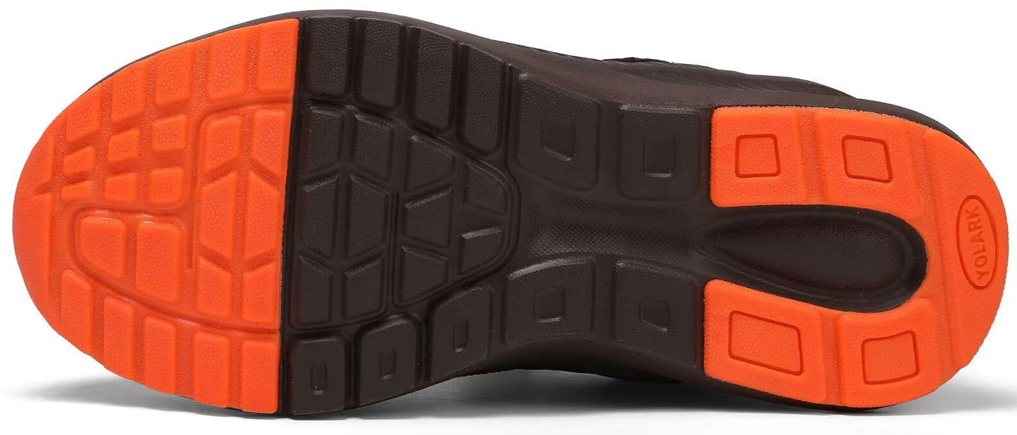 YOLARK Kids Sneakers for Boys Girls Running Tennis Shoes Non-Slip Hiking Walking Shoes Lightweight Breathable Sport Athletic（Brown Big 4.5）