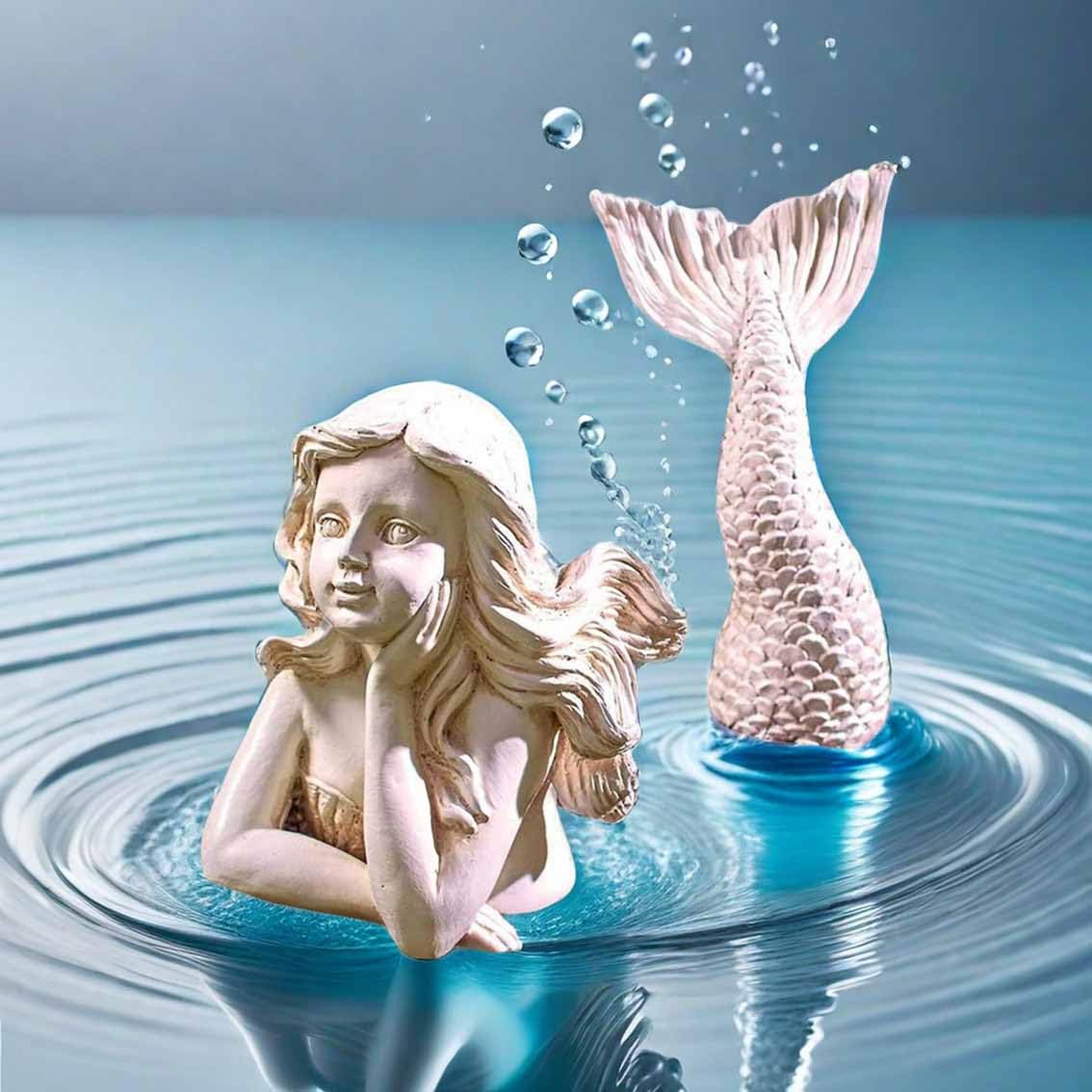 BGBWBFBR Handmade Mermaid Statue Set with Blue and White Starfish: A Beautiful Addition to Your Home Décor