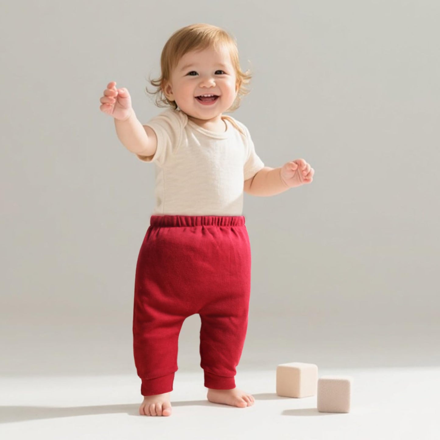 Hakochia Soft and Comfy 100% Cotton Baby Pants for Baby Boys and Girls with Ample Diaper Room 0-12 Months (US, Age, 9 Months, Blue)