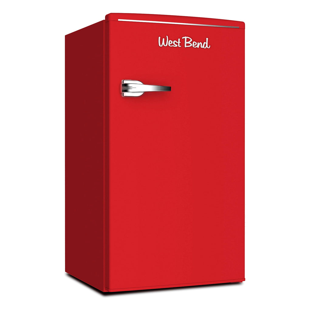 West Bend Retro Mini Fridge for Home Office or Dorm, Manual Defrost and Adjustable Temperature, 3.1 Cu.Ft, Red