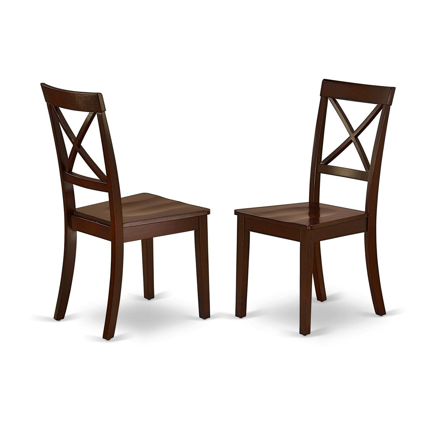 East West Furniture DLBO5-MAH-W 5-Piece Dining Table Set - 4 Dining Room Chairs with Wooden Seat - A Lovely Kitchen Table with Two 9-inch Drop leaves (Mahogany Finish)