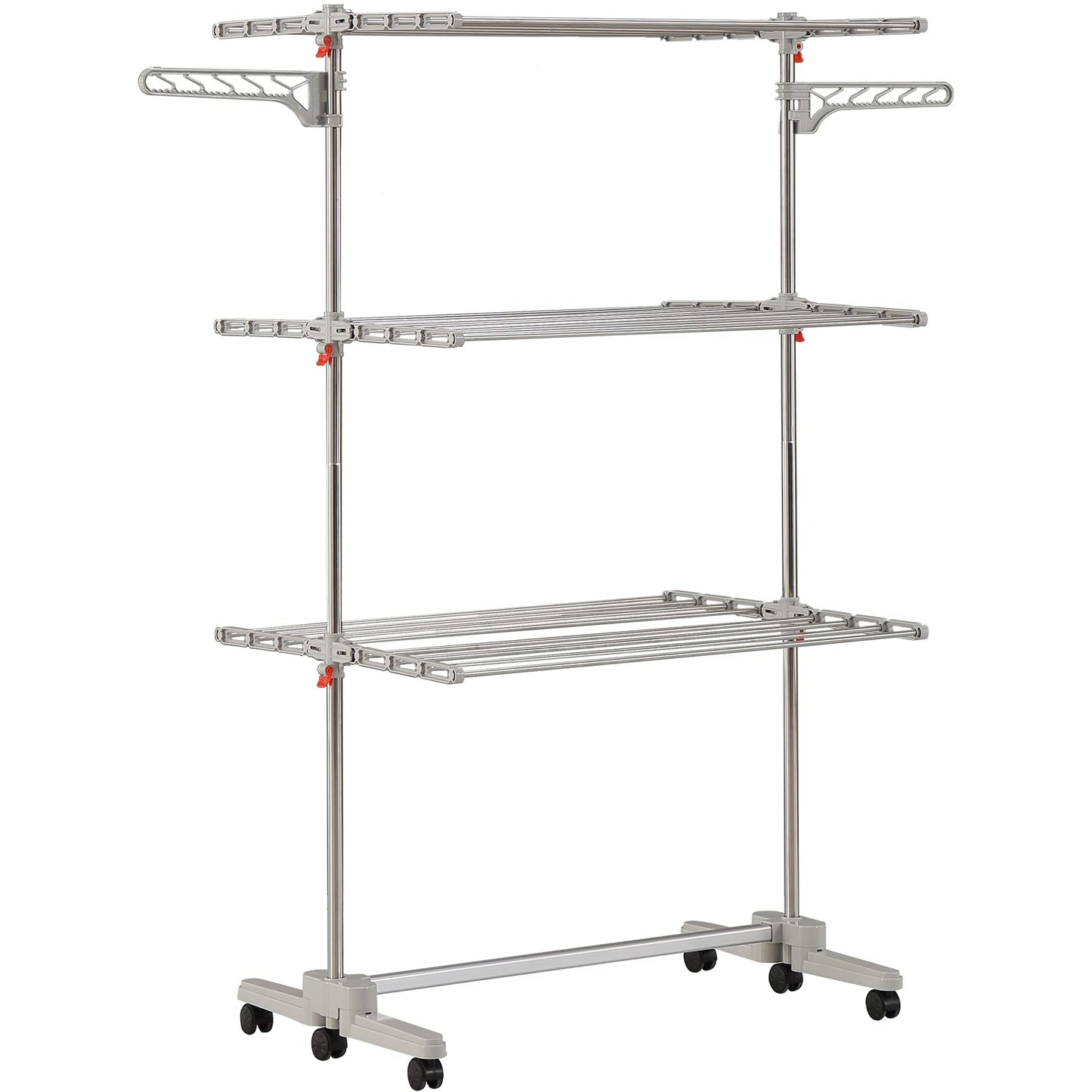 DOLEEFUN Foldable Drying Rack with Wheels - 48 Drying Rods, Heavy Duty, Movable, Perfect for Clothes, Duvet, Socks, Bed Linen, Sheets, 6 Wings