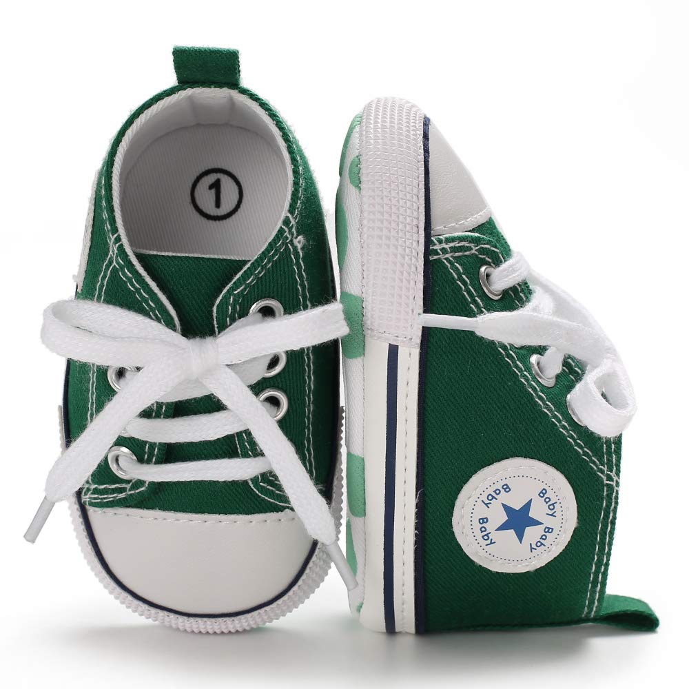 Tutoo Unisex Baby Boys Girls High Top Sneaker Soft Anti-Slip Sole Newborn Infant First Walkers Canvas Denim Shoes