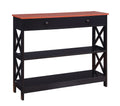 Convenience Concepts Oxford 1 Drawer Console Table with Shelves, Cherry/Black