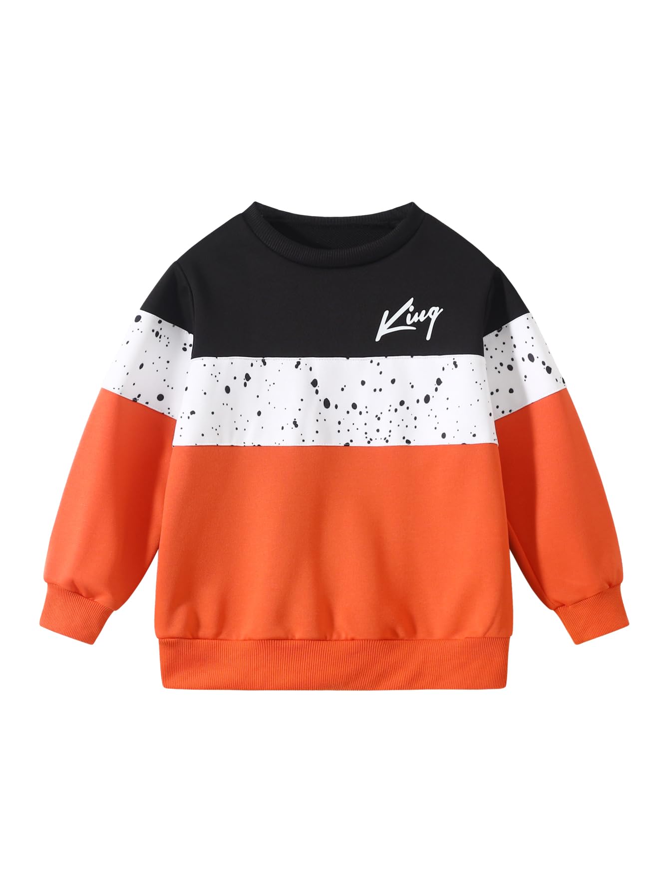 Fdqin 2 Pcs Kids Boys Hooded Shirt Tops Pants Set Hoodie Sweatsuit for Fall Winter Spring Outfits Orange 9-10 Years