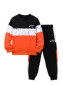 Fdqin 2 Pcs Kids Boys Hooded Shirt Tops Pants Set Hoodie Sweatsuit for Fall Winter Spring Outfits Orange 9-10 Years
