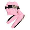 Tikoubabe Toddler Girl Clothes Baby Sweatshirt Leopard Fall Winter Outfits Long Sleeve Tops Pants Set 2 Pcs Pink 2-3 Years 100CM