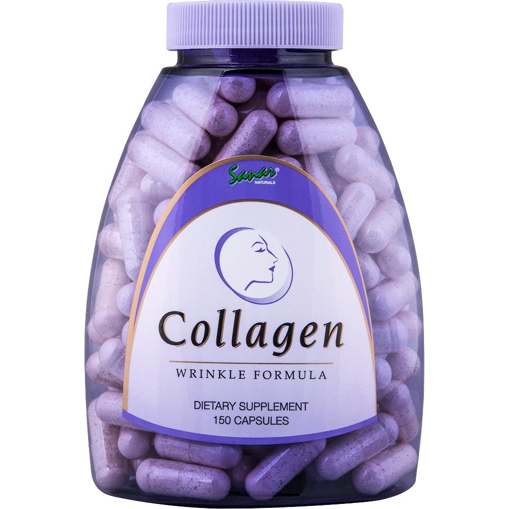 Sanar Naturals Collagen Pills with Vitamin C, E - Reduce Wrinkles, Promotes Hair, Nail, Skin, Joints, and Bone Health - Hydrolyzed Collagen for Women & Men, Collagen Peptides Supplement, 150 Capsules