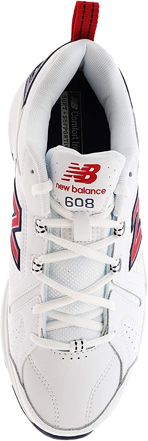 New Balance Men's 608 V5 Casual Comfort Cross Trainer, White/Red, 15