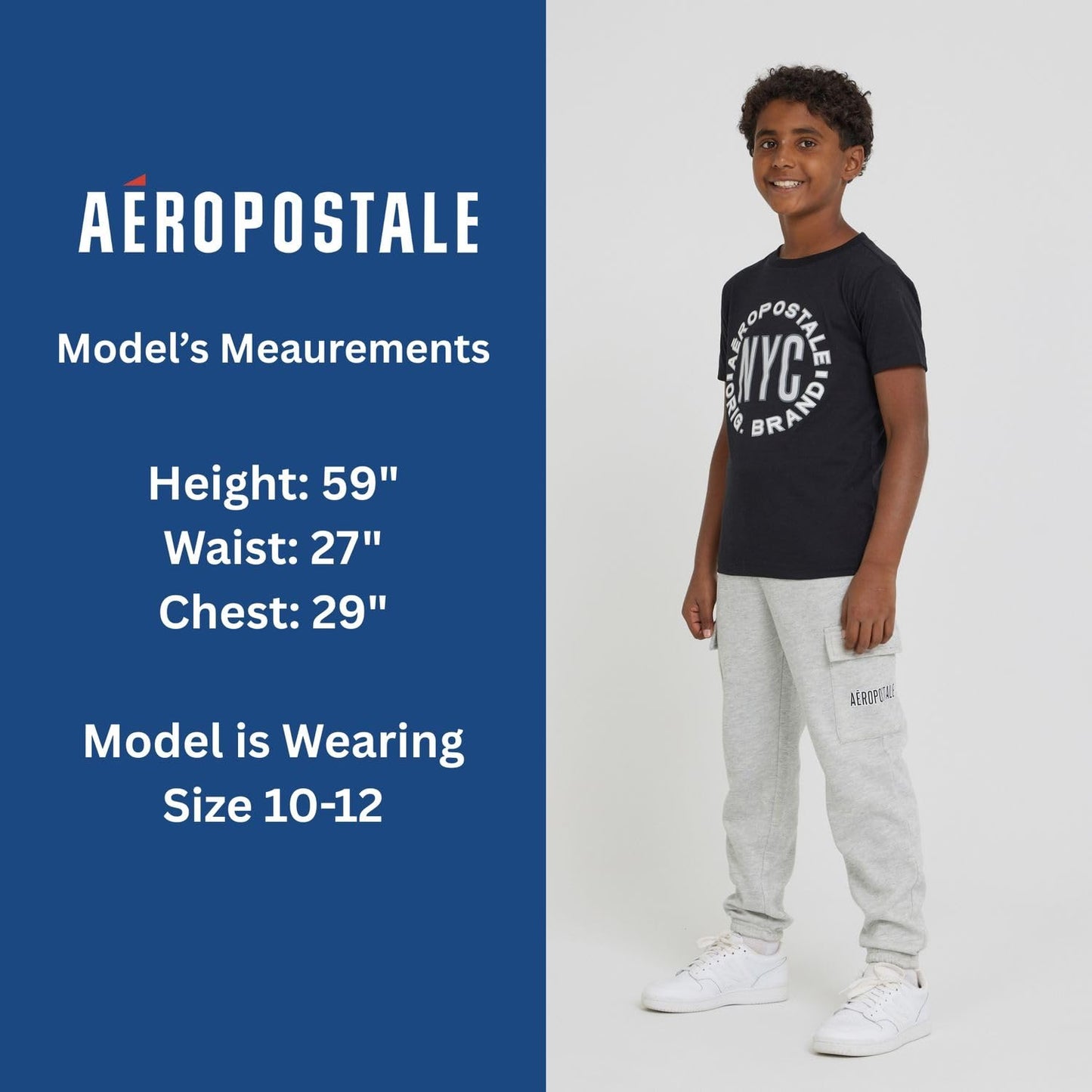 AEROPOSTALE Boys 3 Piece Outfit Set - Fleece Pullover Hoodie, Cargo Sweatpants, T-Shirt, Boys Activewear Set, Sizes 4-36 Grey