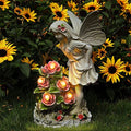 Voveexy Garden Figurines Angel Garden Statue Outdoor Decor, Solar Powered Resin Sculpture with 5 LEDs Art Decoration for Patio Lawn Yard Porch, Ornament Housewarming Garden Gift, 12.8 x 7.5 x 6.1 Inch