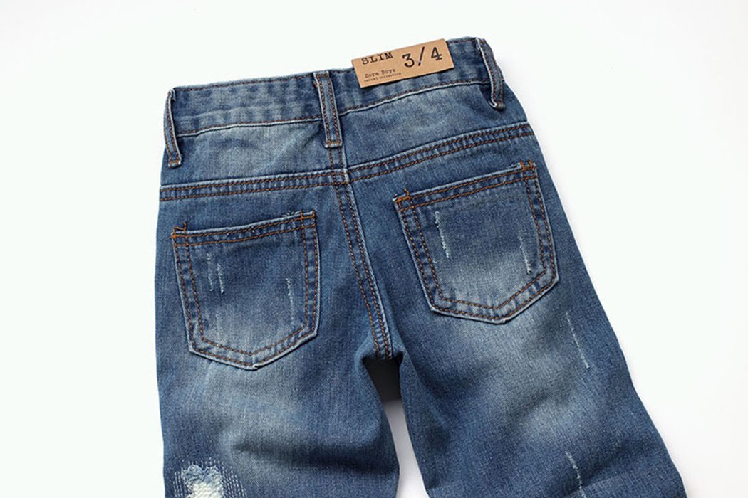 KIDSCOOL SPACE Baby Girl Boy Jean,D Ring Elastic Band Inside Ripped Denim Pants,Light Blue,12-18 Months