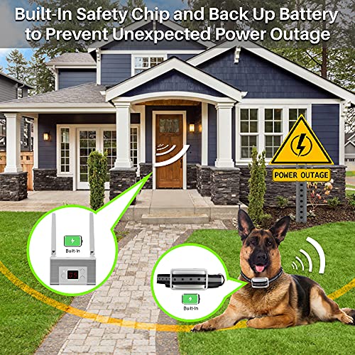 Blingbling Petsfun Electric Wireless Dog Fence System, Pet Containment System with Waterproof and Rechargeable Training Collar Receiver for 1 Dogs Pets Container Boundary (White)