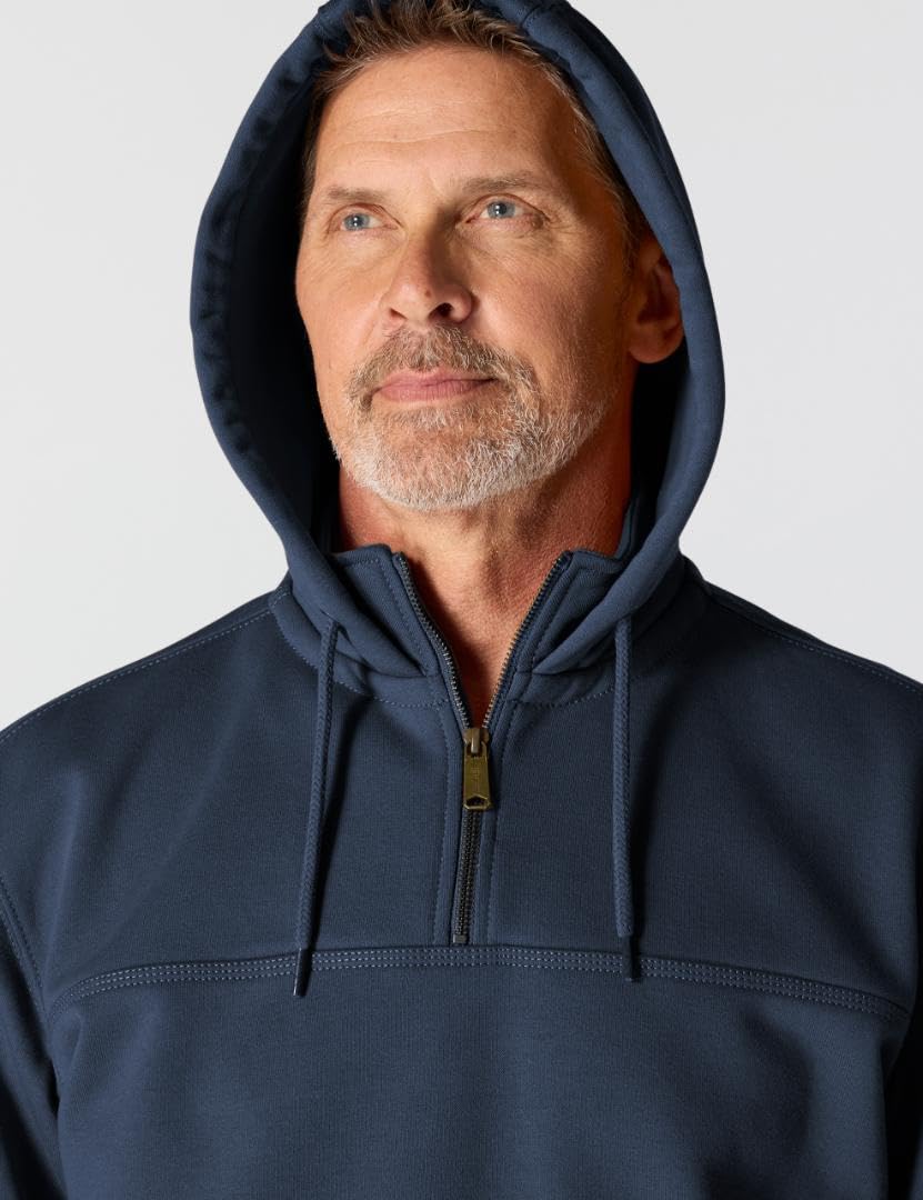 Carhartt Men's Rain Defender Paxton Heavyweight Hooded Zip Mock Neck Sweatshirt,New Navy,Large