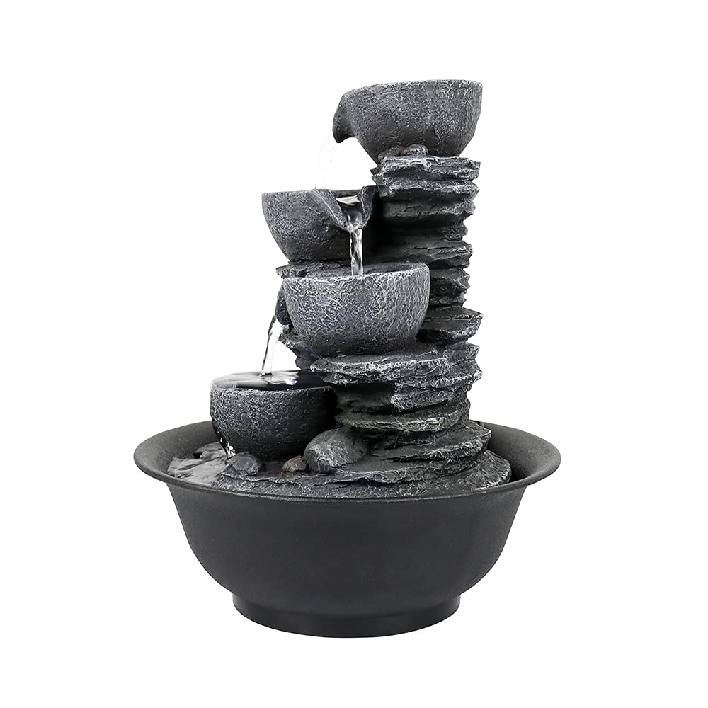 BBabe 10.6inch Rock Indoor Water Fountain Zen Meditation Tabletop Fountain with LED Light for Home Office Bedroom