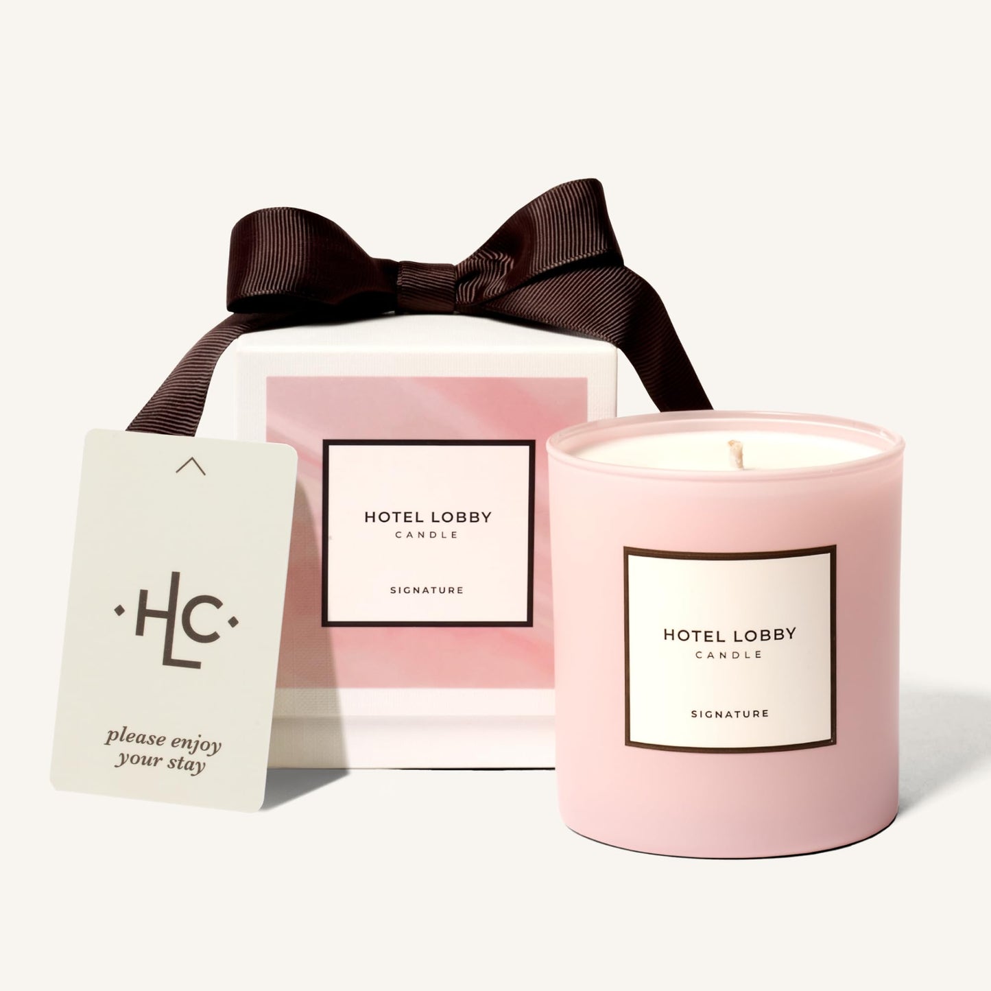 Hotel Lobby Signature Candle – Luxury Hand-Poured 9.75oz Soy Wax with Amber, Cedar, and Musk – Infused with Essential Oils, 65-Hour Burn Time, Reusable Vessel, Clean Burn