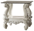 ACME Versailles End Table - 82104 - Bone White & Clear Glass