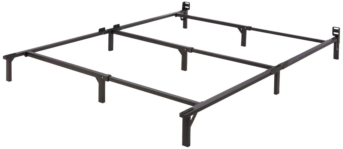Amazon Basics Metal Bed Frame(Box Spring Required), 9-Leg Base for Box Spring and Mattress, Queen, Tool-Free Easy Assembly, 79.5" L x 59.5" W x 7" H, Black