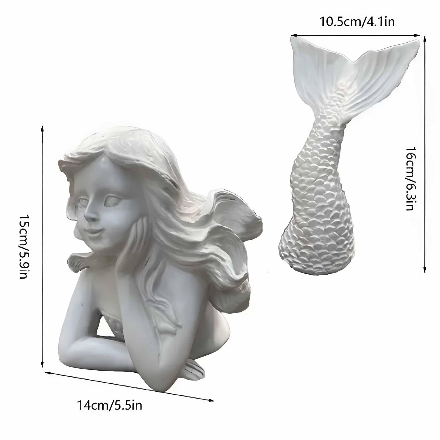 BGBWBFBR Handmade Mermaid Statue Set with Blue and White Starfish: A Beautiful Addition to Your Home Décor