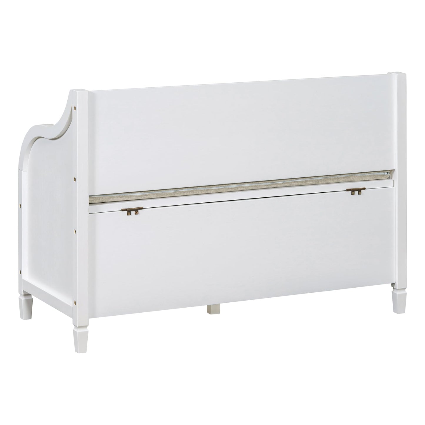 Aisurun 42" Rustic Storage Bench Entryway Bench Shoe Cabinet Ottoman with Safety Hinge, Removable Seat Cushion & Hidden Storage Space for Hallway Entryway Living Room Mudroom End of Bed (White)