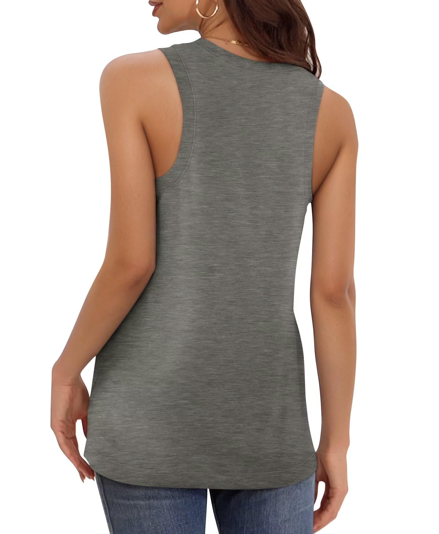 KKJ 3 Pack Womens Tank Tops 2026 Spring Summer Vacation Outfits V Neck Loose Sleeveless Blouse Casual Shirts Fashion Clothes Black/White/Grey