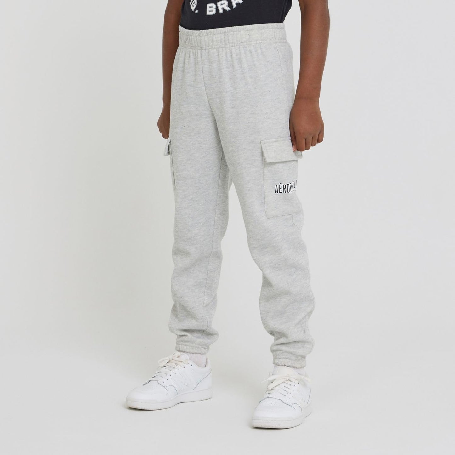 AEROPOSTALE Boys 3 Piece Outfit Set - Fleece Pullover Hoodie, Cargo Sweatpants, T-Shirt, Boys Activewear Set, Sizes 4-36 Grey