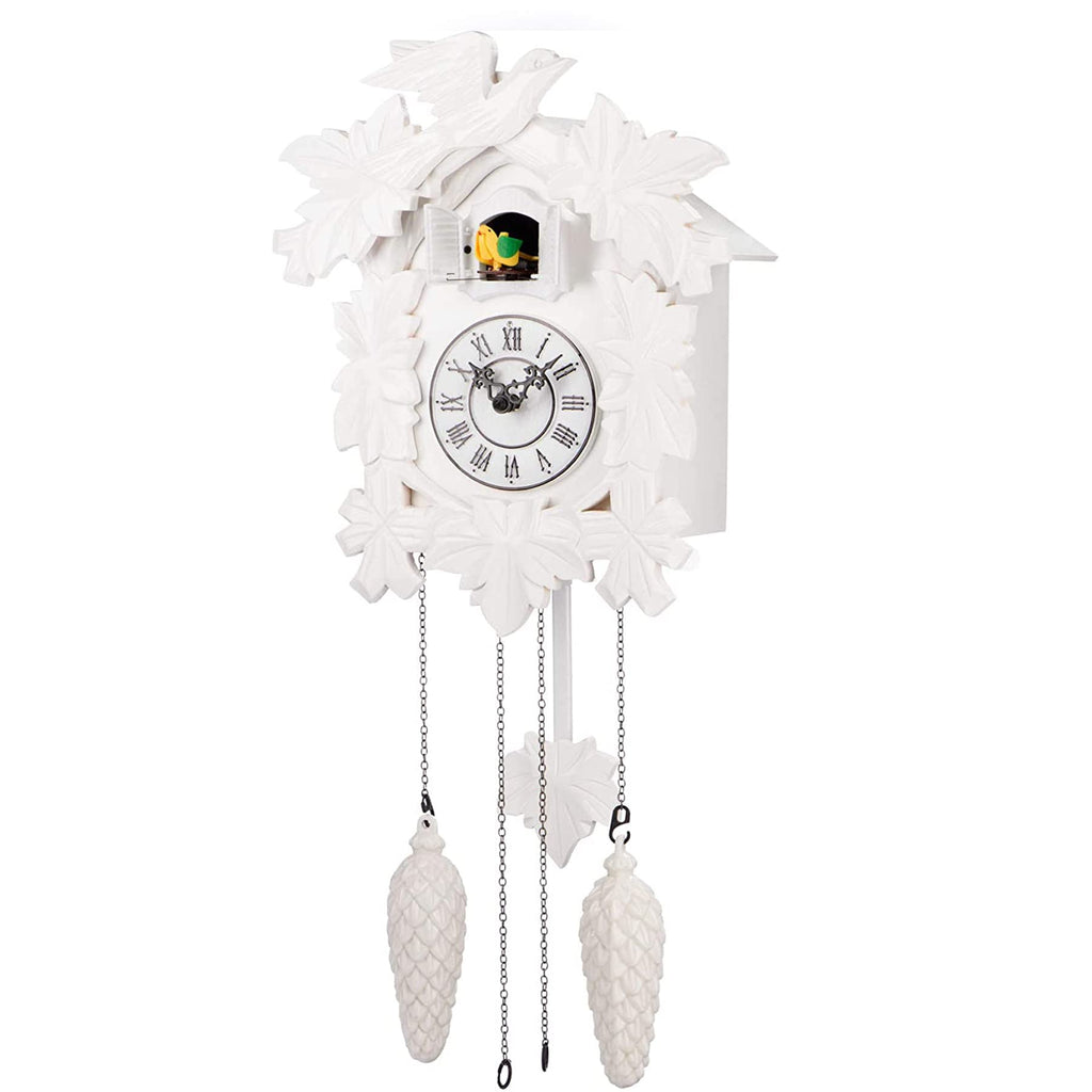 Cuсkoo Cloсk with Night Mode, Hand Carved Birds, Weights and Swinging Pendulum (White)