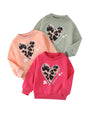 Jolyshlid 3 Pack Girls Sweatshirt Heart Printed Crew-Neck Casual Fall Winter Pullover for Girl 4-5Y Multicolor