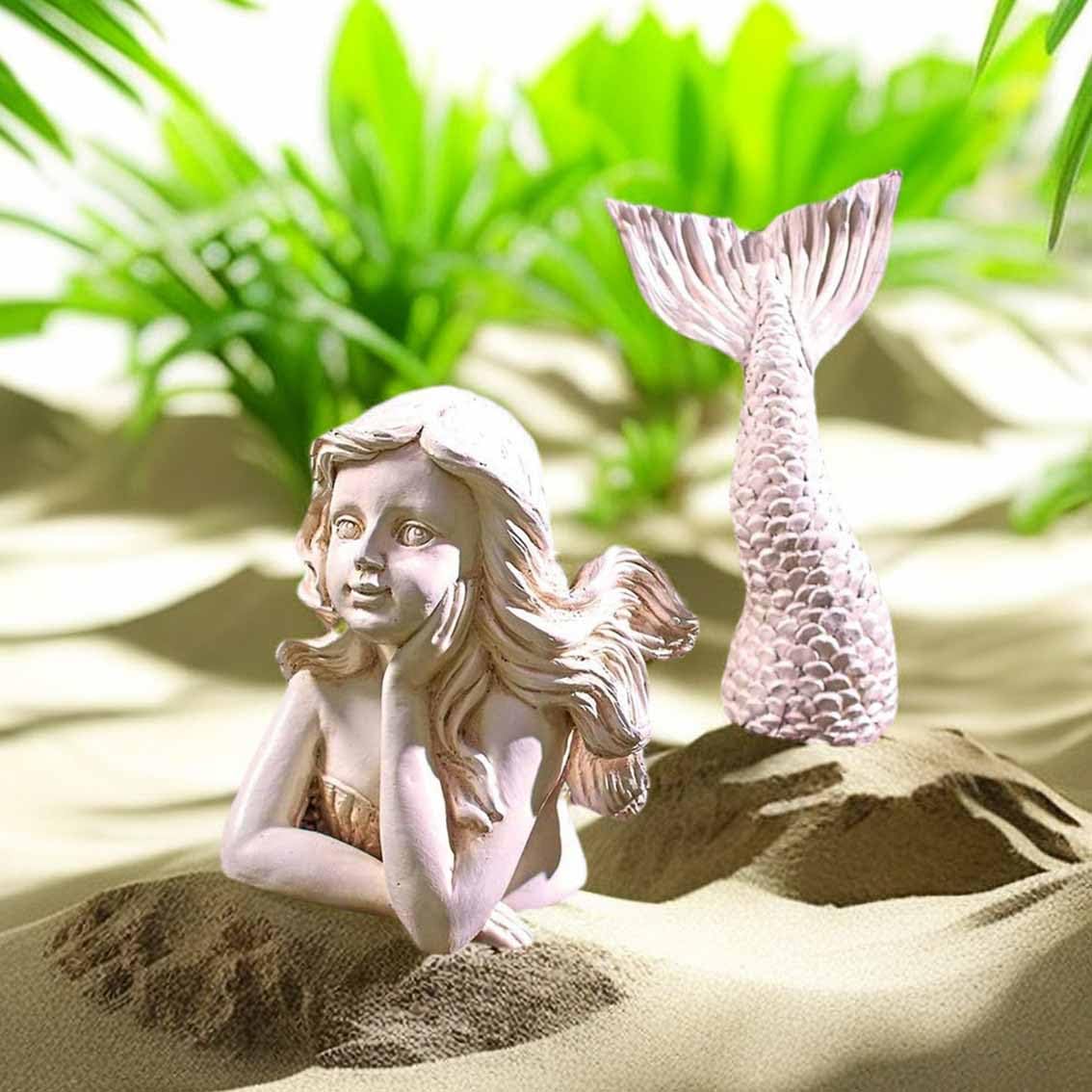 BGBWBFBR Handmade Mermaid Statue Set with Blue and White Starfish: A Beautiful Addition to Your Home Décor