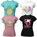 MISS POPULAR Girls 4-Pack Super Soft Short Sleeve T-Shirts Rainbow Butterfly Glitter Print Cute Design| Sizes 7-16