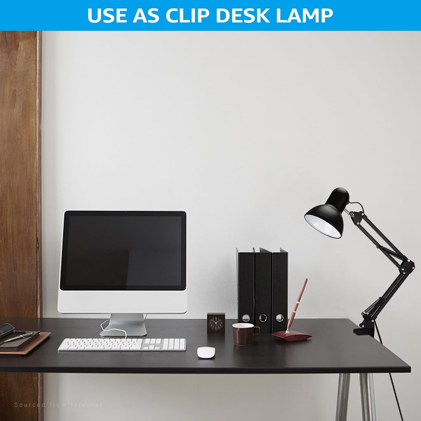 TORCHSTAR Metal Desk Lamp with Clamp, Swing Arm , Architect Adjustable Gooseneck Table Lamp, Clip Desk Lights for Home Office, Work, Study, Reading, E26 Base, Multi-Joint, Black