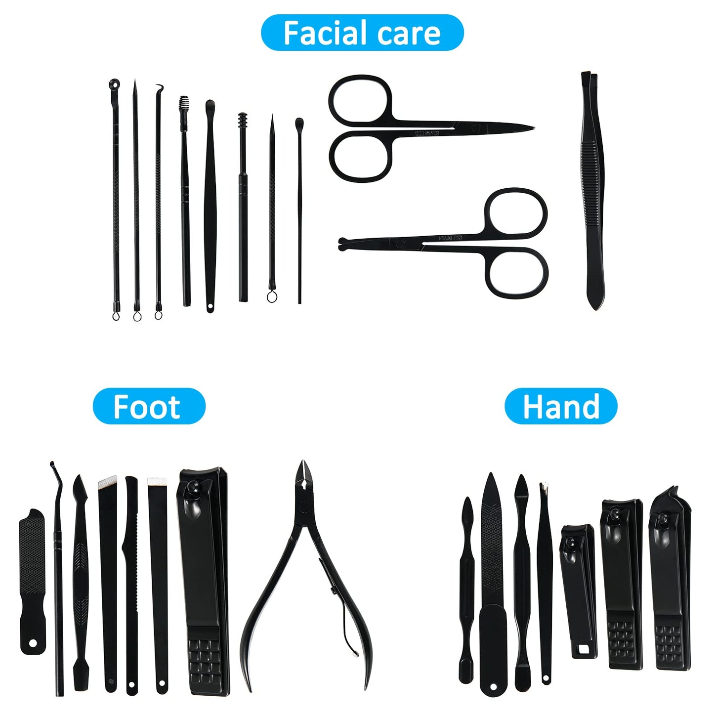 MINKINH Manicure Set Professional Nail Clipper Kit-26 Pieces Stainless Steel Manicure Kit,Nail Care Tools with Luxurious Travel Case (Brown)