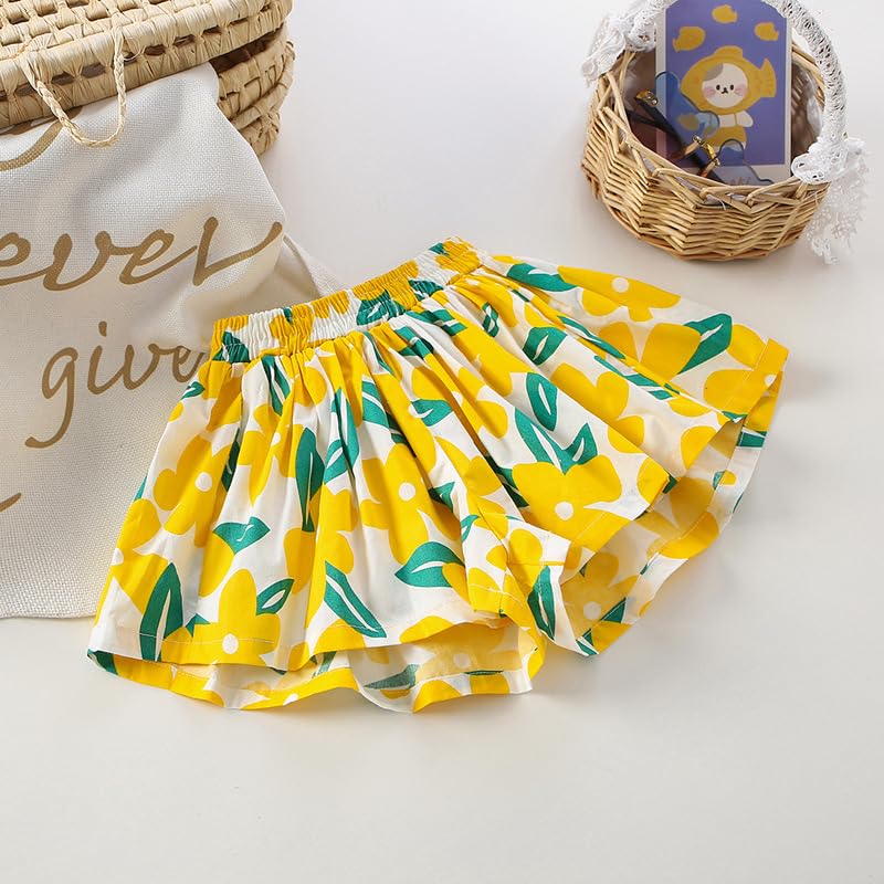 Deerhobbes Design your own Girls' Short Sets - Trendy Summer Outfits for Girls Fashionable Clothing Sets 4pc (yellow, 4-5 years old) 110