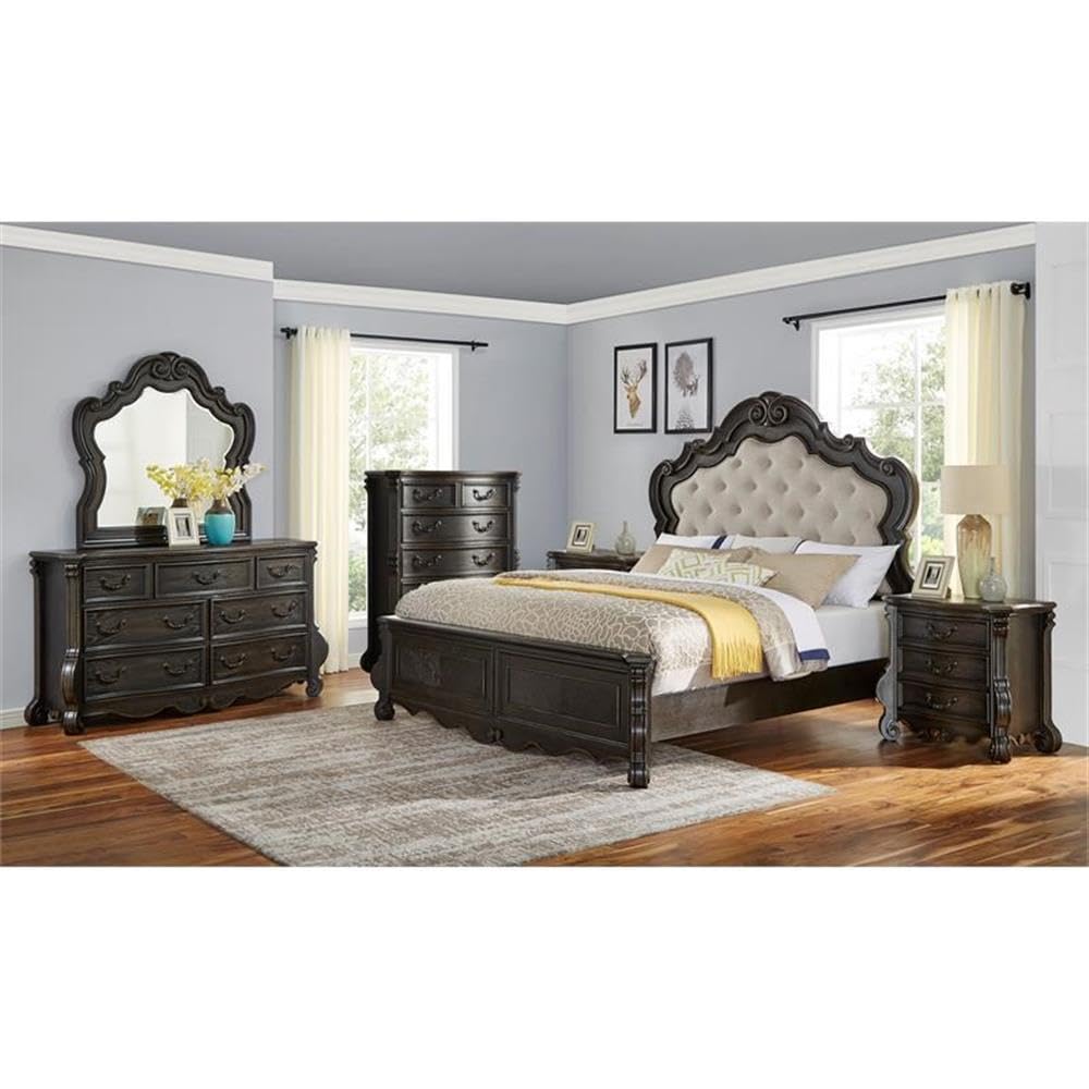 BOWERY HILL Multi-Step Molasses Queen 6-Piece Panel Wood Bedroom Set