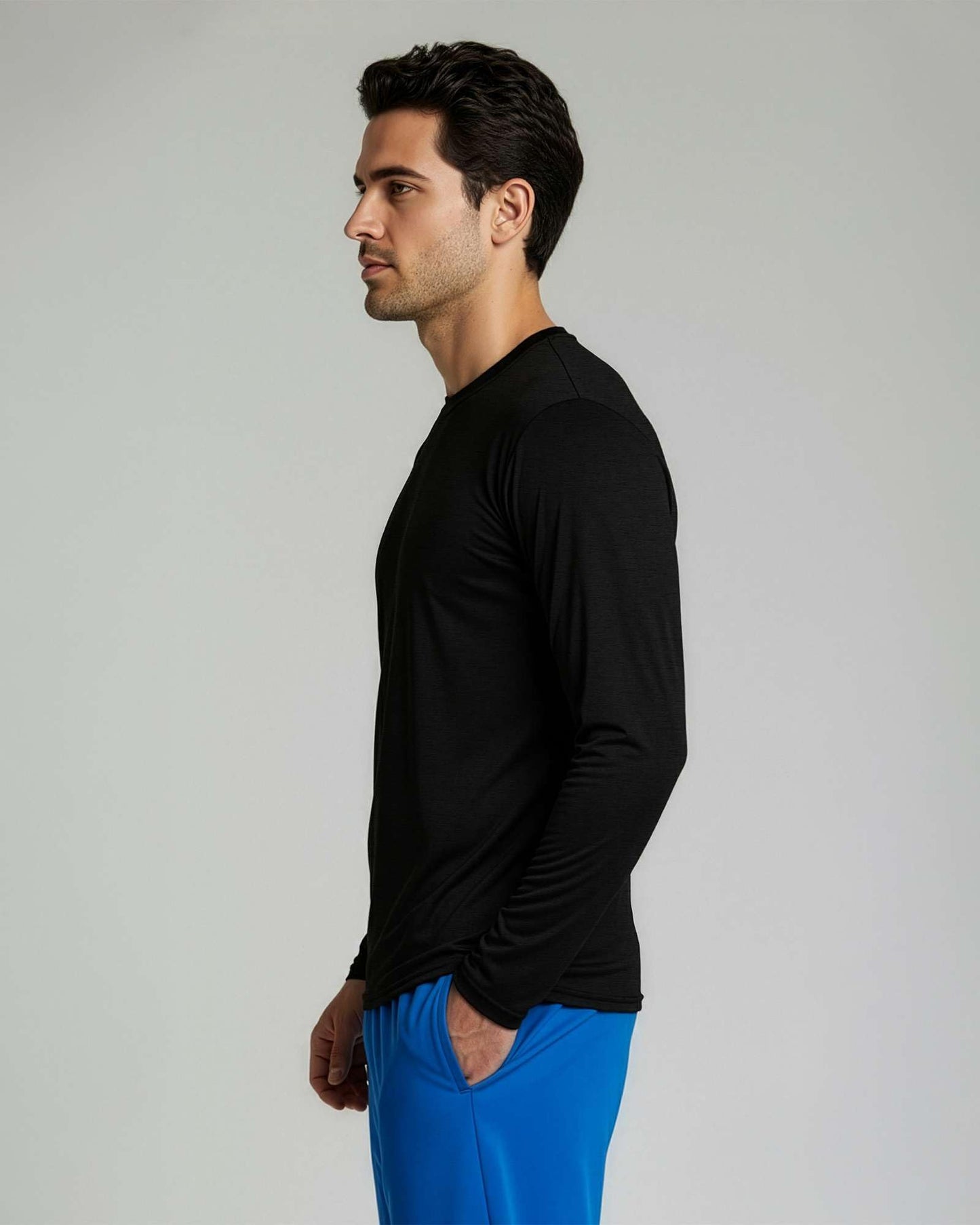 Real Essentials 4 Pack: Mens Long Sleeve Dry Fit T Shirts Hiking Fishing Workout Gym Work Sun UPF 50 Wicking Running Tee, Set 2, Large