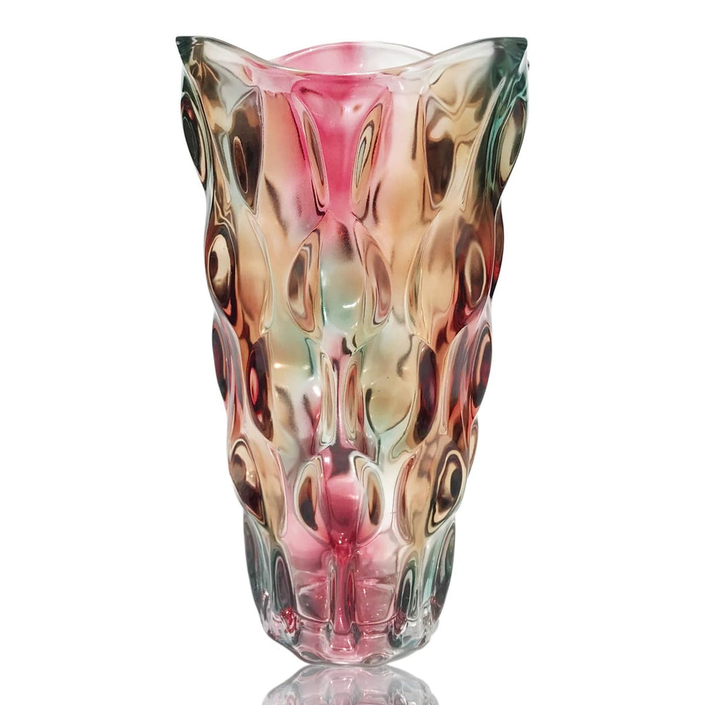 Eastern Rock Heavy Flower Glass Vase Thickened 3.5lb 9.5inch Sparkle vase Bohemian Style, for Centerpieces,Kitchen,Office, Wedding,Gifts, Perfect Home Decor Glass Vase (Purple Light)