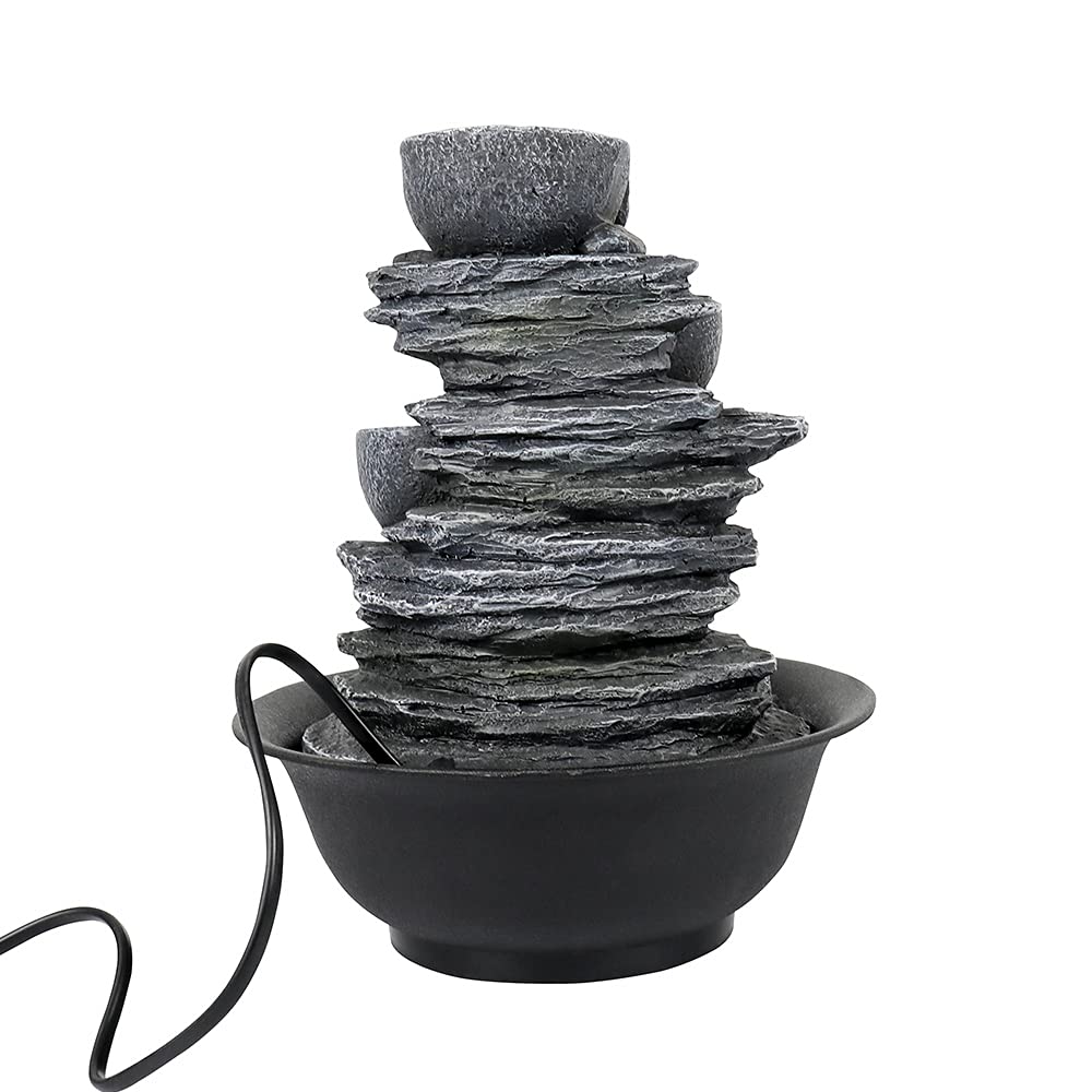 BBabe 10.6inch Rock Indoor Water Fountain Zen Meditation Tabletop Fountain with LED Light for Home Office Bedroom
