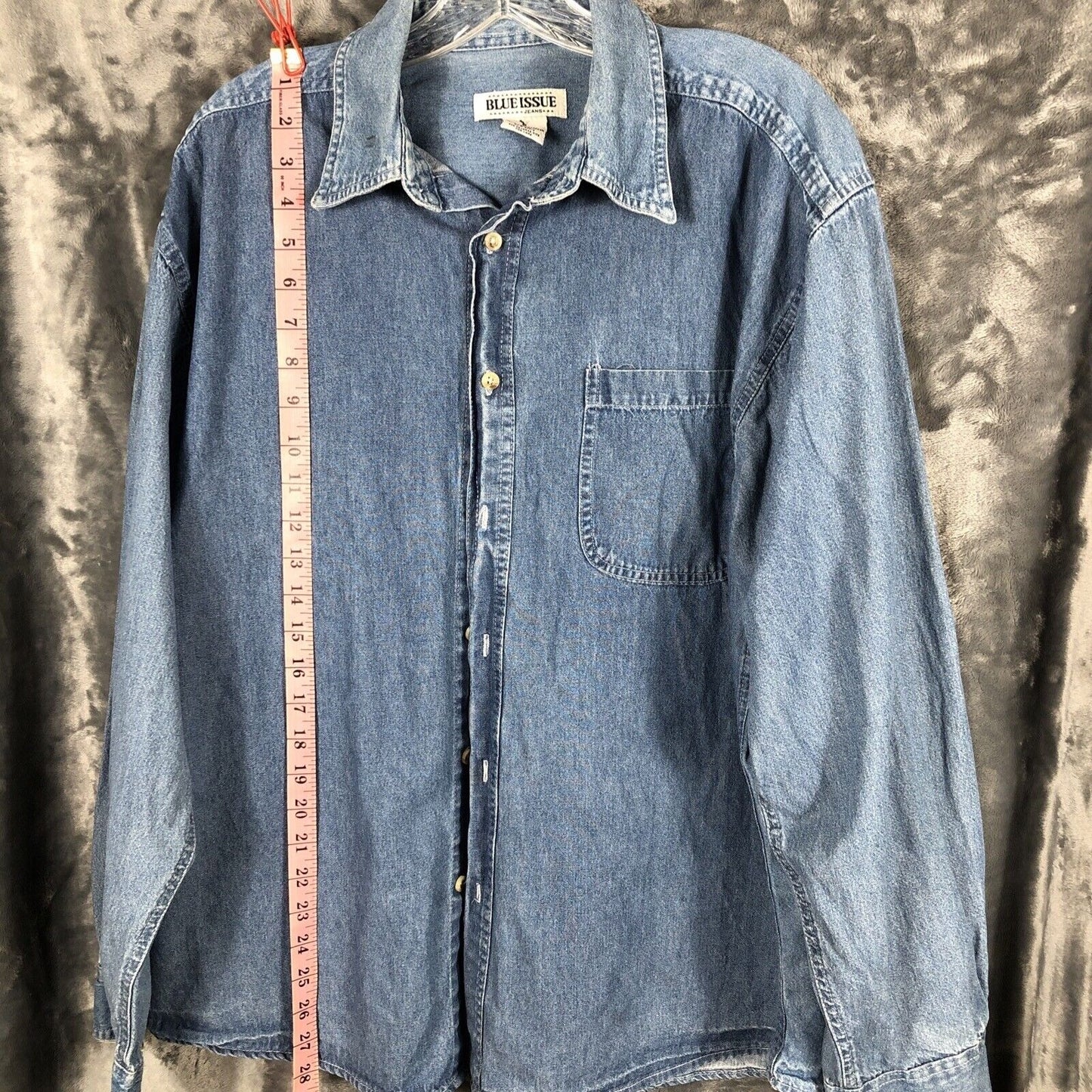 Blue Issue Women’s Button Up Blue Jean Shirt Size Large  Long Sleeve Top