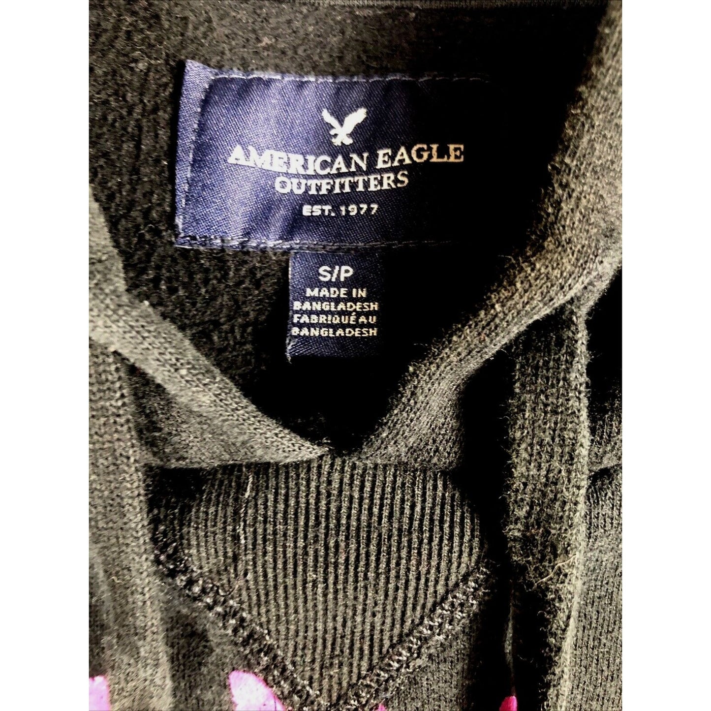 American Eagle Women’s Hoodie Black And Pink Size Small Sweatshirt