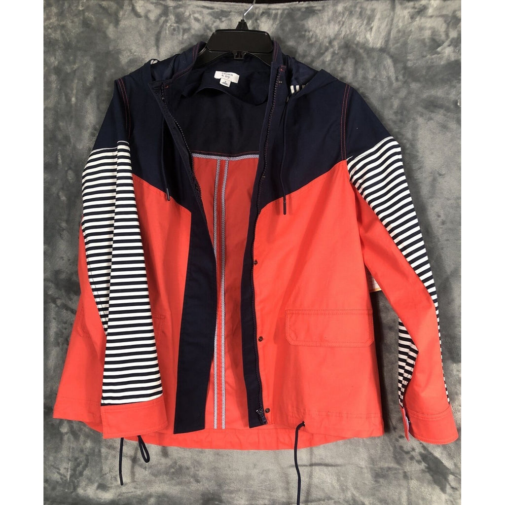 Crown & Ivy Woman's Jacket  Blue Orange White Hooded Adult Size Small