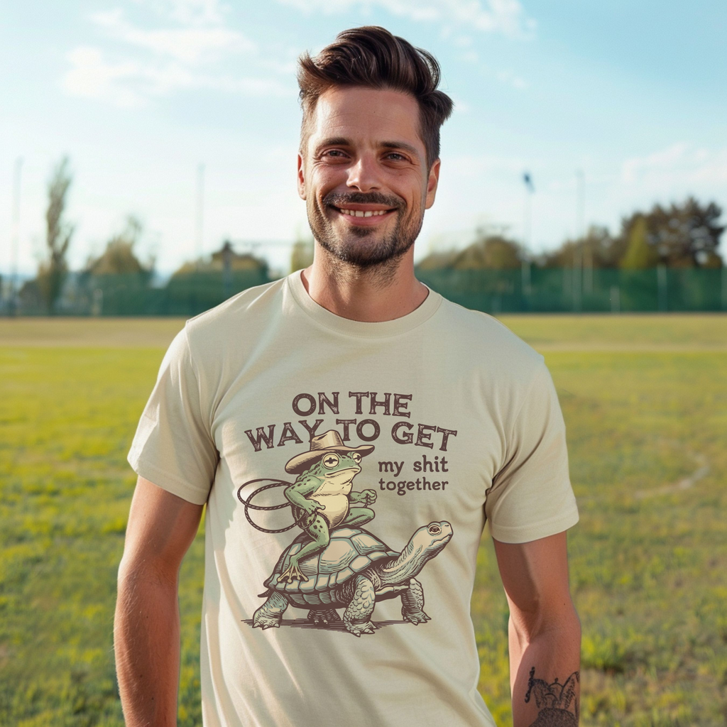Frog Turtle Graphic Tee, Sarcastic Funny Shirt for Men, Humorous Gift Idea, Vintage Style Tee, Unique Novelty Apparel