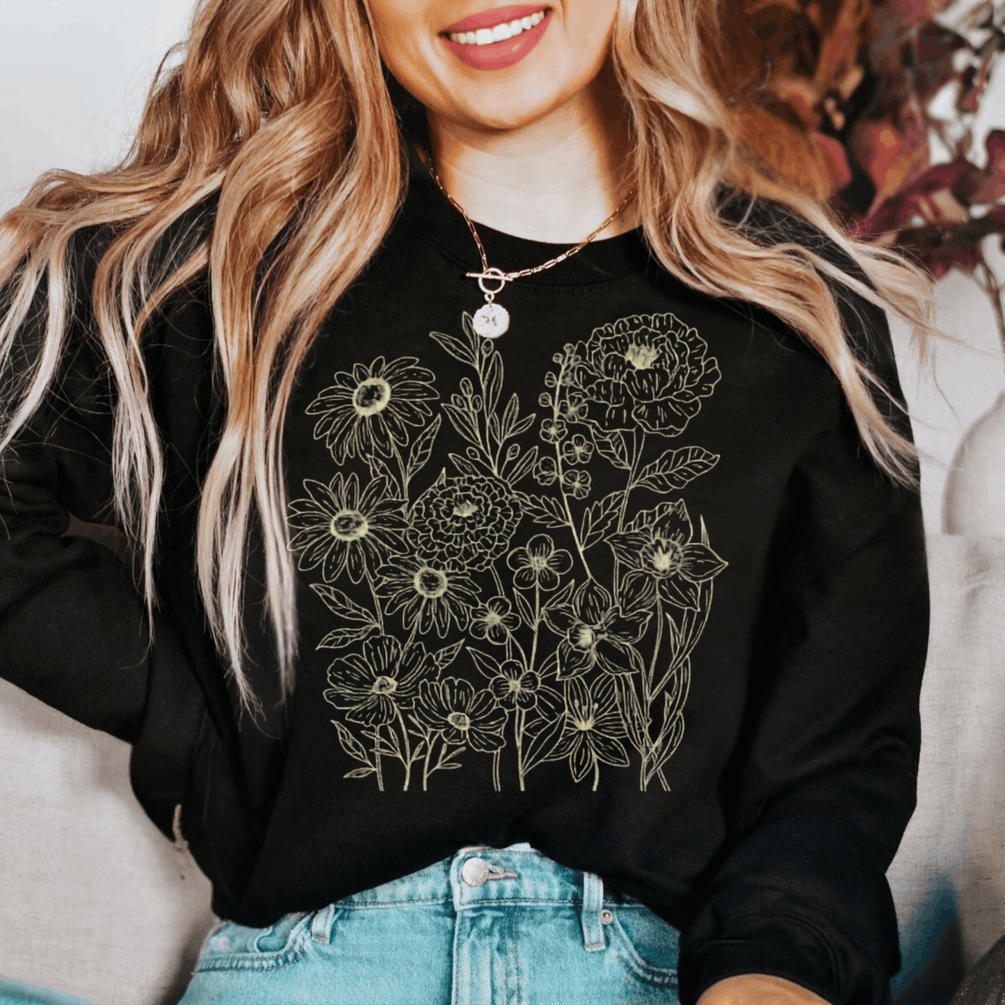 Floral Graphic Tee, Artistic Flower Shirt, Boho Chic Top, Women's Casual T-Shirt, Nature Lover Gift, Unique Graphic Tee, Stylish Summer Shirt