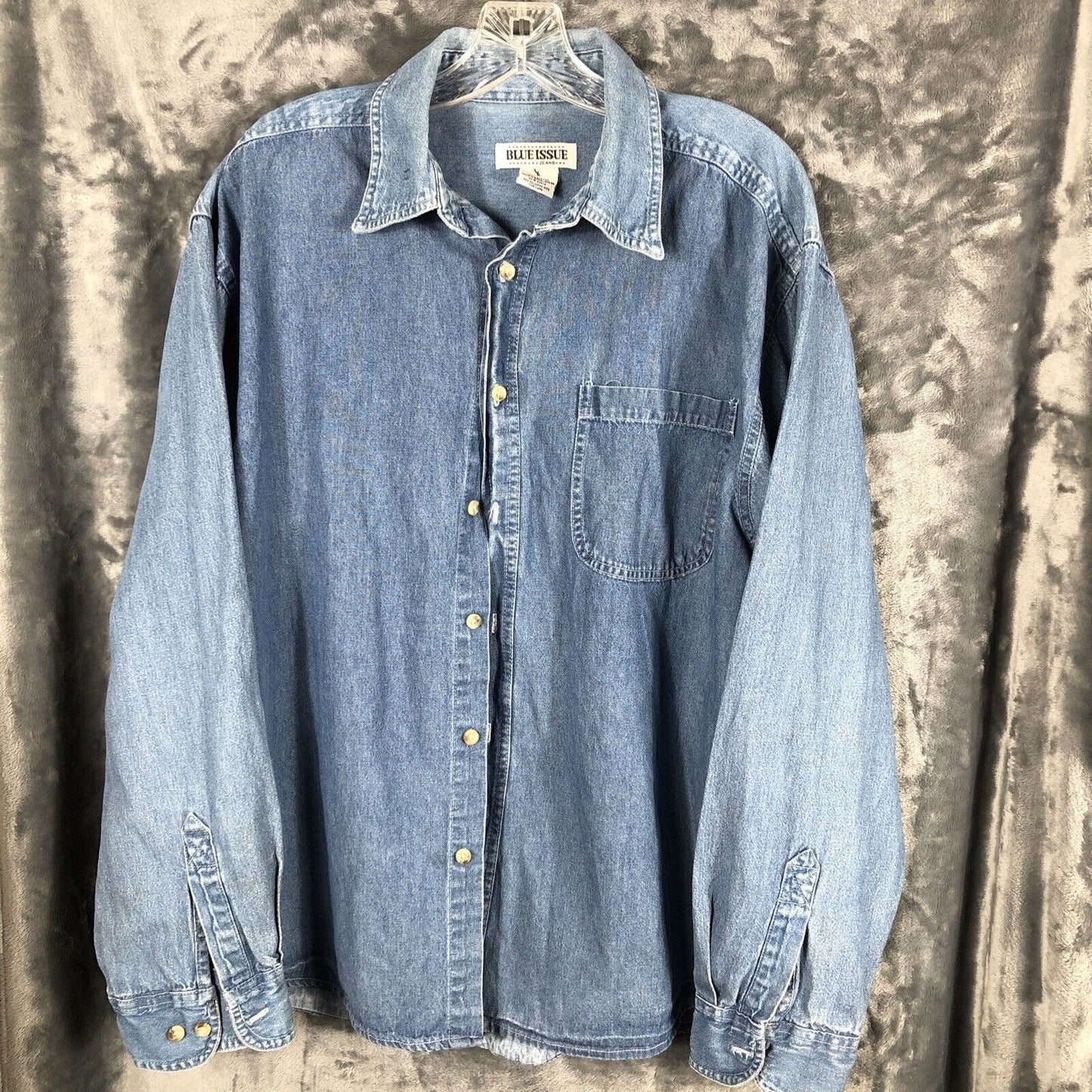 Blue Issue Women’s Button Up Blue Jean Shirt Size Large  Long Sleeve Top