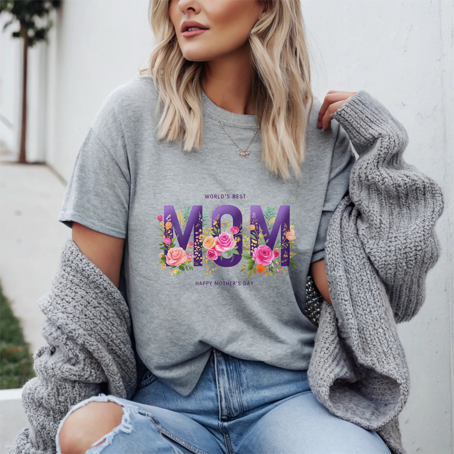 Mother's Day T-Shirt, World's Best Mom Tee, Floral Graphic Shirt, Gift for Mom, Gildan Cotton Shirt, Customized Mother's Day Gift