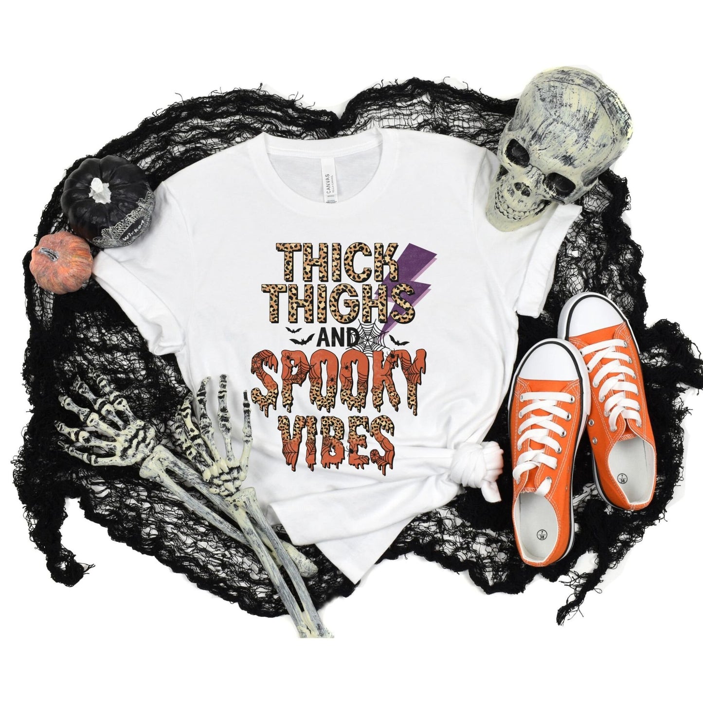 Woman's Thick Thighs & Spooky Halloween Shirt Vibes T Shirt