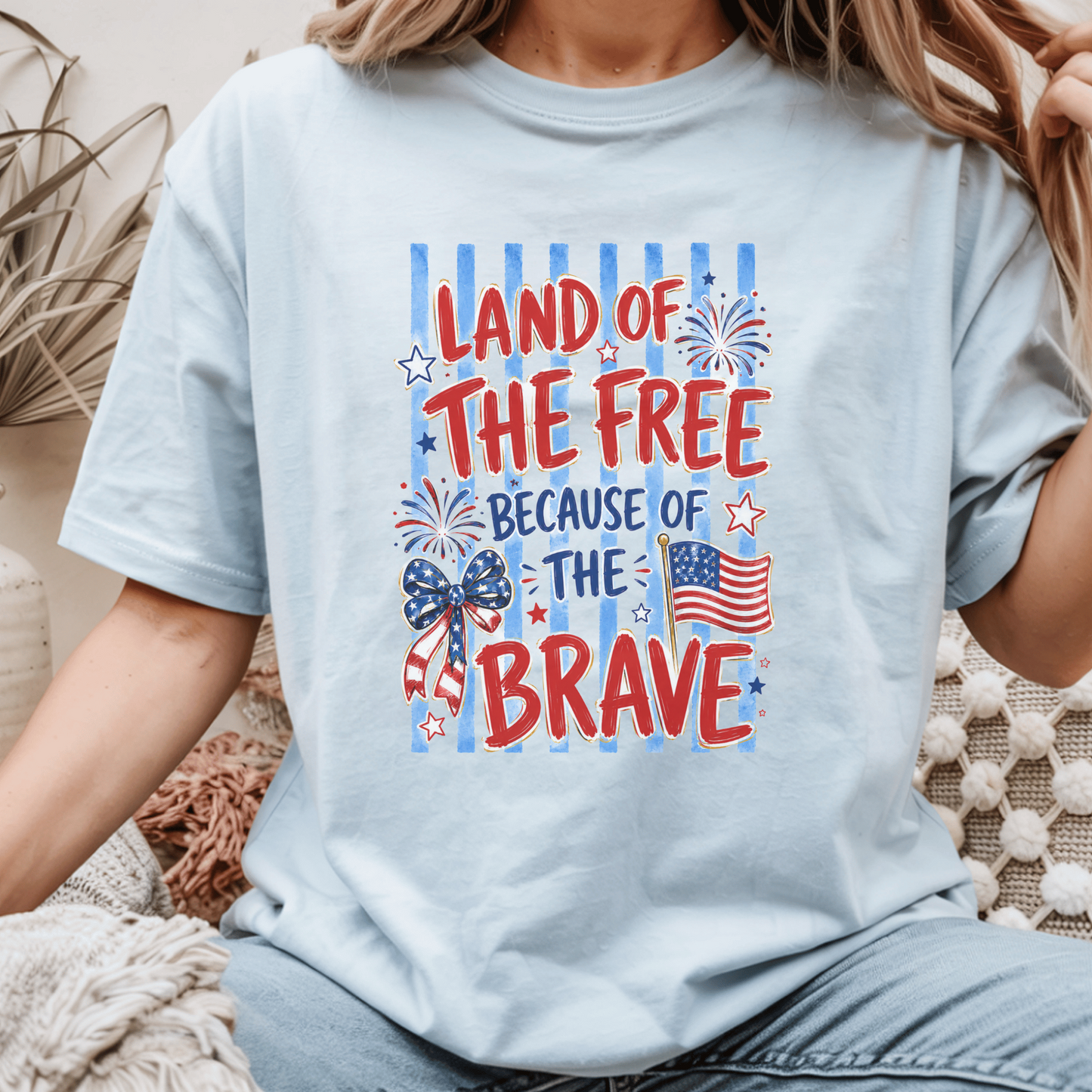Land of the Free T-Shirt, Patriotic 4th of July Tee, USA Freedom Shirt, Independence Day Gift, American Flag Apparel, Customizable Top