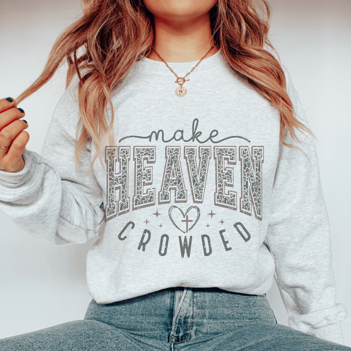 Christian Apparel Unisex Sweatshirt, Religious Crewneck, Camo Print, Spiritual Comfort, Inspirational Gift, Faith-Based Clothing, Positive